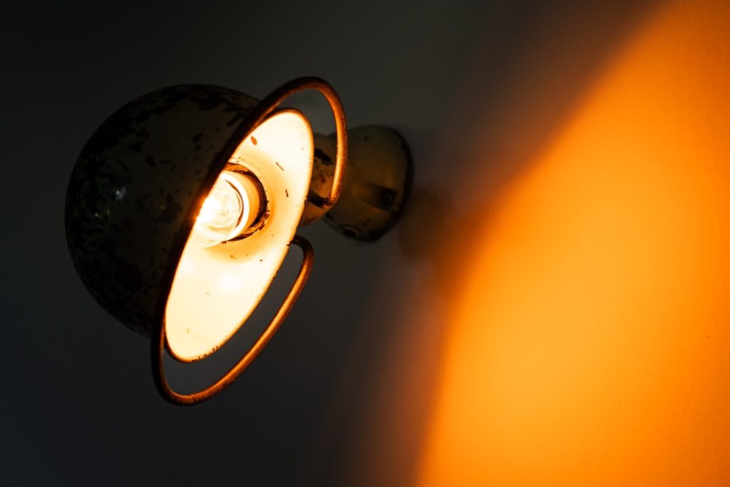 Photo vintage amber glass wall lamps