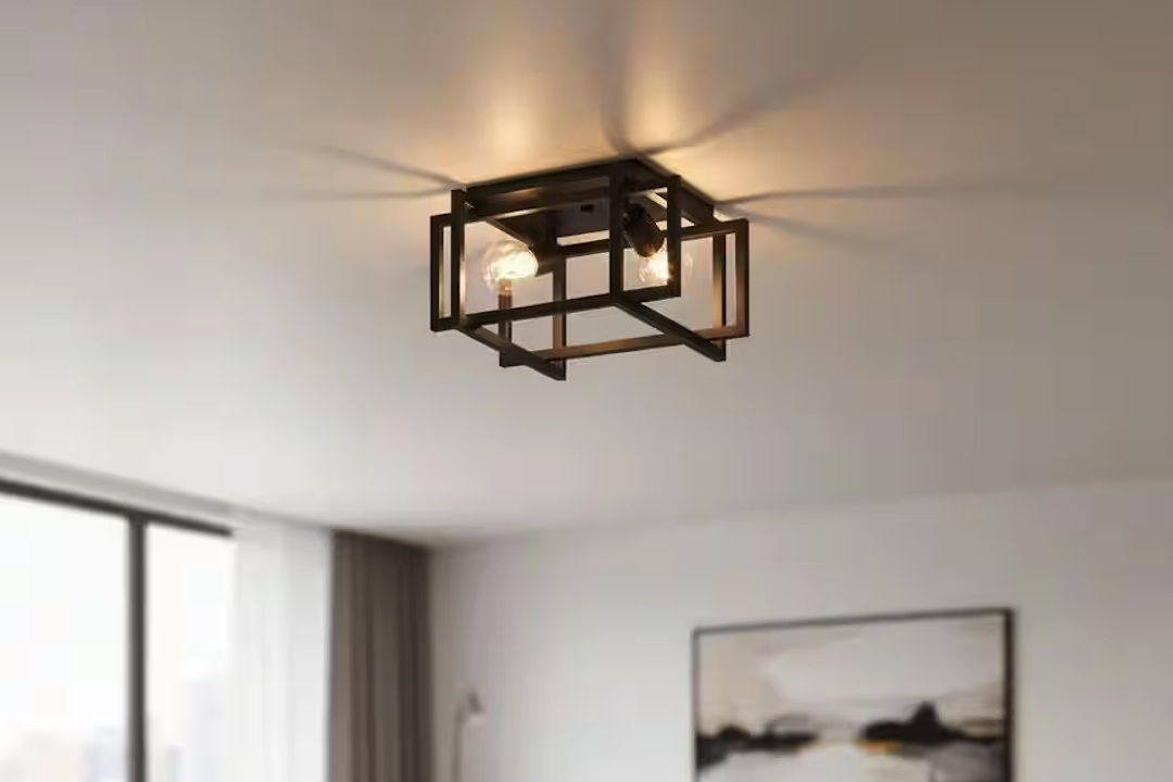 Upgrade Your Space with a Stylish Square Seeded Glass Ceiling Lamp